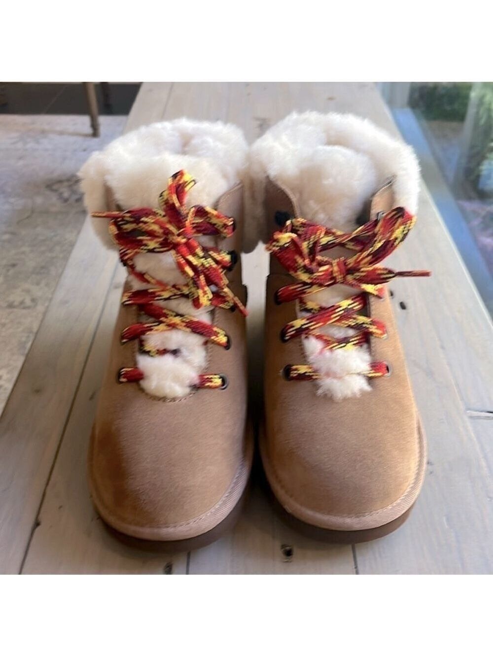 New. UGG Classic Mini Alpine Lace Up Boots in Chestnut Brown size 6